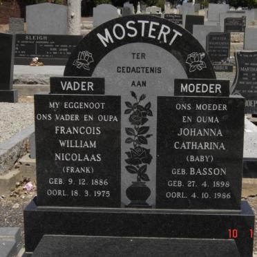 MOSTERT Francois William Nicolaas 1886-1975 &amp; Johanna Catharina BASSON 1898-1986