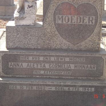 MINNAAR Anna Aletta Cornelia nee ESTERHUYSEN 1862-1946