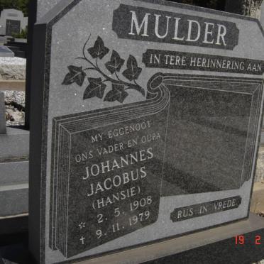 MULDER Johannes Jacobus 1908-1979
