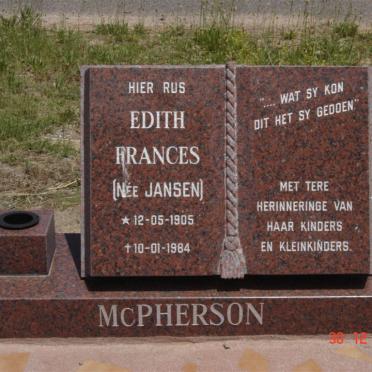 McPHERSON Edith Frances nee JANSEN 1905-1984