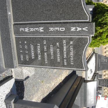 MERWE Francina Johanna, van der 1931-1994