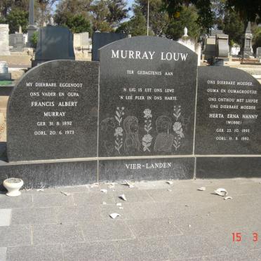 MURRAY LOUW Francois Albert 1892-1973 &amp; Herta Erna Nanny WOBBE 1893-1982
