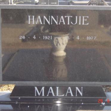 MALAN Hannatjie 1921-1977