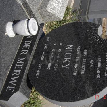 MERWE Nicky, van der 1955-1987