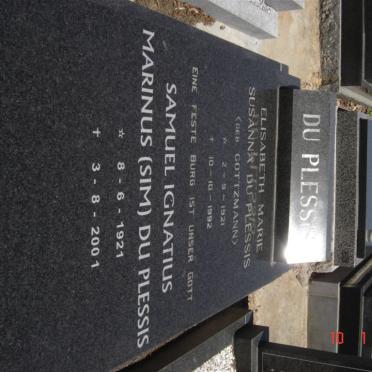 PLESSIS Samuel Ignatius Marinus, du 1921-2001 &amp; Elisabeth Marie Susanna GOTTZMANN 1921-1992