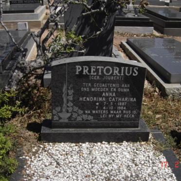 PRETORIUS Anna Hendrina Catharina nee JOUBERT 1887-1984