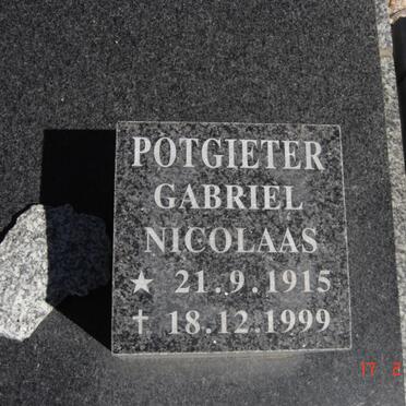 POTGIETER Gabriel Nicolaas 1915-1999 :: ENGELBRECHT Barbara Francina nee POTGIETER 1952-1986