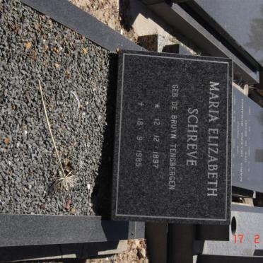 SCHREVE Maria Elizabeth nee DE BRUYN TENBERGEN 1897-1985