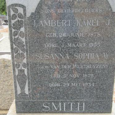 SMITH Lambert Karel J. 1878-1955 &amp; Susanna Sophia W. VAN DER WESTHUYZEN 1875-1934