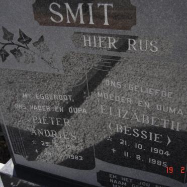 SMIT Pieter Andries 1903-1983 &amp; Elizabeth 1904-1985