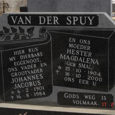 SPUY Johannes Jacobus, van der 1901-1984 &amp; Hester Magdalena SMAL 1904-2000
