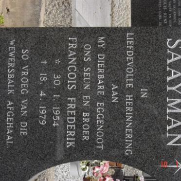 SAAYMAN Francois Frederik 1954-1979
