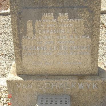 SCHALKWYK Hermanus I.J. 1891-1954 &amp; Susanna J.E. DE GOEDE 1890-1966