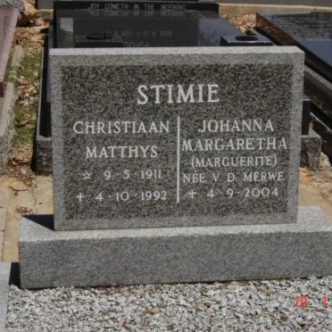 STIMIE Christiaan Matthys 1911-1992 &amp; Johanna Margaretha V.D. MERWE - 2004