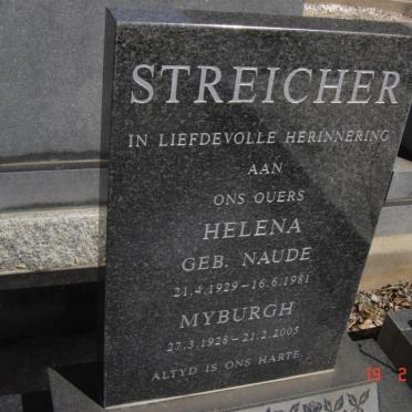 STREICHER Myburg 1928-2005 &amp; Helena NAUDE 1929-1981