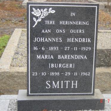 SMITH John Hendrik 1893-1929 &amp; Maria Barendina BURGER 1898-1962