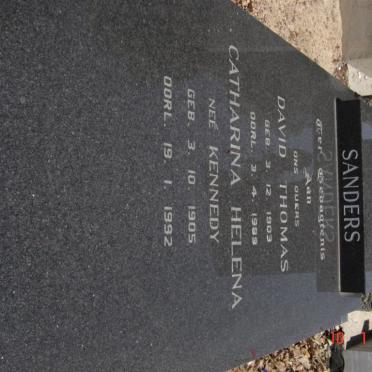 SANDERS David Thomas 1903-1989 &amp; Catharina Helena KENNEDY 1905-1992
