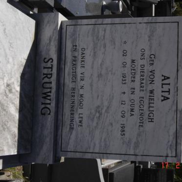 STRUWIG Alta nee VON WIELLIGH 1933-1985