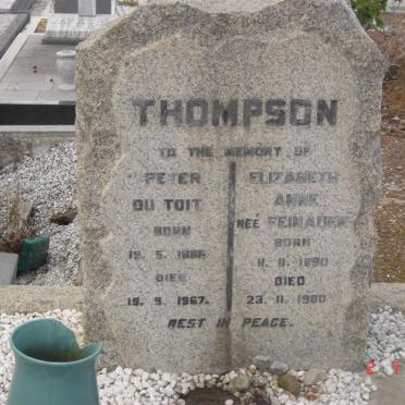 THOMPSON Peter du Toit 1886-1967 &amp; Elizabeth Anne FEINAUER 1890-1980