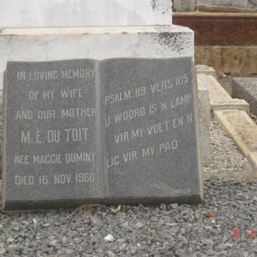 TOIT M.E., du nee DUMINY - 1960
