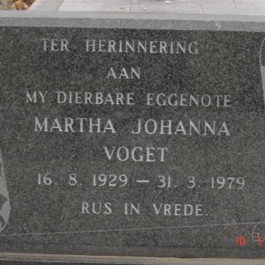 VOGET Martha Johanna 1929-1979