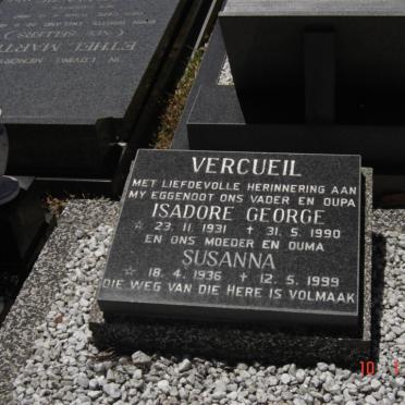 VERCUEIL Isadore George 1931-1990 &amp; Susanna 1936-1999