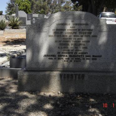 VERSTER Philip Ludolph 1879-1945 &amp; Johanna Sophia Elizabeth MAREE 1891-1958 :: VERSTER Mercia Phillippa 1926-194?