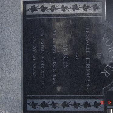 VORSTER Andries 1927-1966