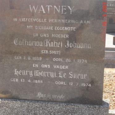 WATNEY Henry le Sueur 1888-1974 &amp; Catharina Johanna SMIT 1869-1974