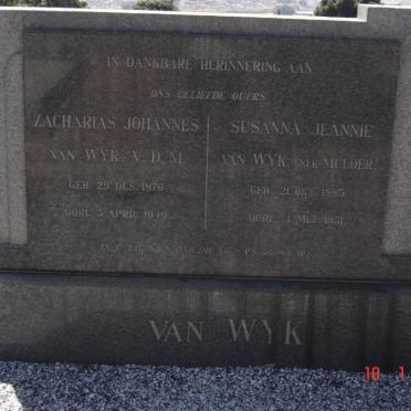 WYK Zacharias Johannes, van 1876-1919 &amp; Susanna Jeannie MULDER 1883-1951