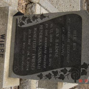WIESE Jan Harmse 1899-1959 &amp; Hendrika Susannah MANEFELDT 1917-2004