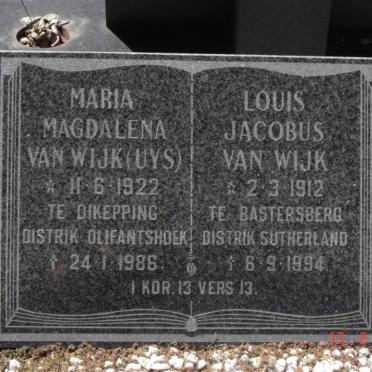 WIJK Louis Jacobus, van 1912-1994 &amp; Maria Magdalena UYS 1922-1986