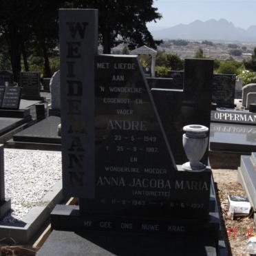WEIDEMAN André 1949-1987 &amp; Anna Jacoba Maria 1943-1997