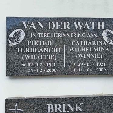 WATH Pieter Terblanche, van der 1918-2008 &amp; Catharina Wilhelmina 1921-2009