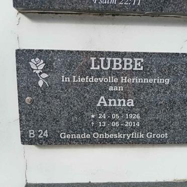 LUBBE Anna 1926-2014