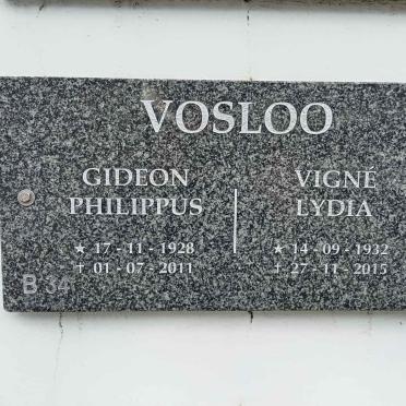 VOSLOO Gideon Philippus 1928-2011 &amp; Vigne Lydia 1932-2015