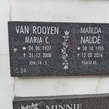 ROOYEN Maria C., van 1927-2008 :: NAUDE Matilda 1955-2014