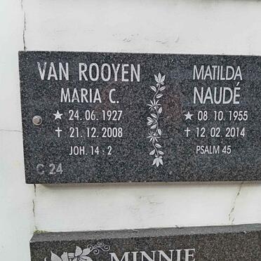 ROOYEN Maria C., van 1927-2008 :: NAUDE Matilda 1955-2014