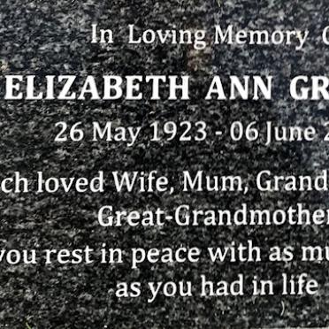 GRAHAM Elizabeth Ann 1923-2017