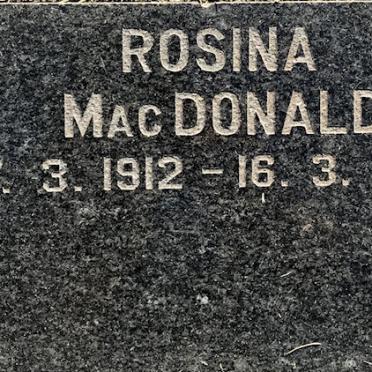 MacDONALD Rosina 1912-1985