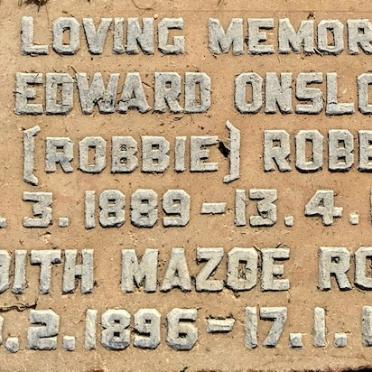 ROBBS Edward Onslow 1889-1978 &amp; Edith Mazoe 1896-1989