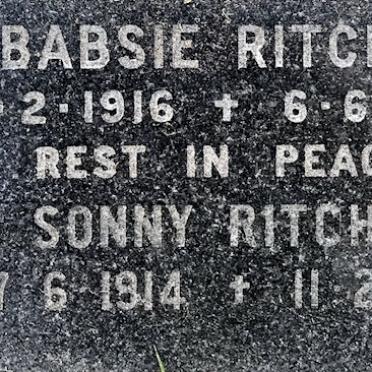 RITCHIE Sonny 1914-1997 &amp; Babsie 1916-1990