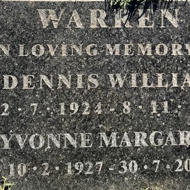 WARREN Dennis William 1924-1996 &amp; Yvonne Margaret 1927-2008
