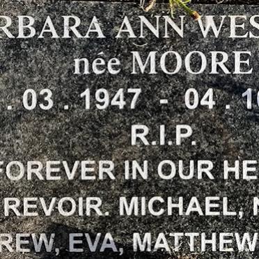 WESTCOTT Barbara Ann nee MOORE 1947-2016
