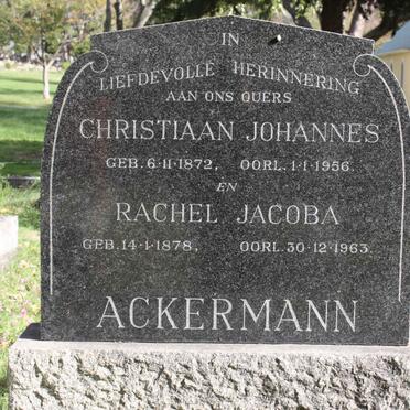 ACKERMANN Christiaan Johannes 1872-1956 &amp; Rachel Jacoba 1878-1963