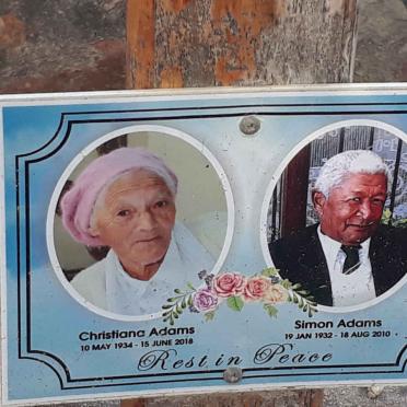 ADAMS Simon 1932-2010 &amp; Christiana 1934-2018