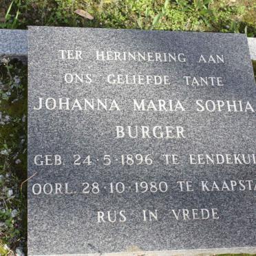 BURGER Johanna Maria Sophia 1896-1980