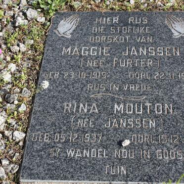 JANSSEN Maggie nee FURTER 1915-1998 :: MOUTON Rina nee JANSSEN 1937-1998