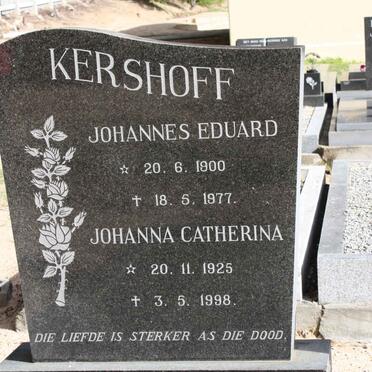 KERSHOFF Johannes Eduard 1900-1977 &amp; Johanna Catherina 1925-1998
