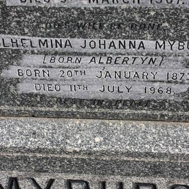 MYBURGH Wilhelmina Johanna nee ALBERTYN 1873-1968
